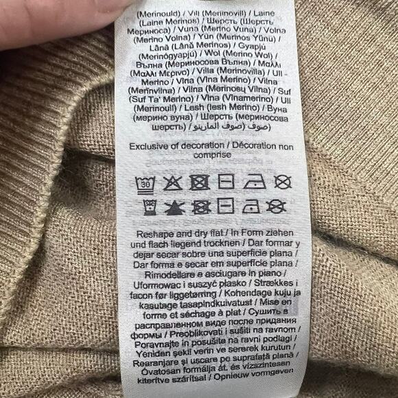 Selected Homme Men's L Crewneck Wool Sweater Tan Long Sleeve Lightweight - Picture 10 of 13